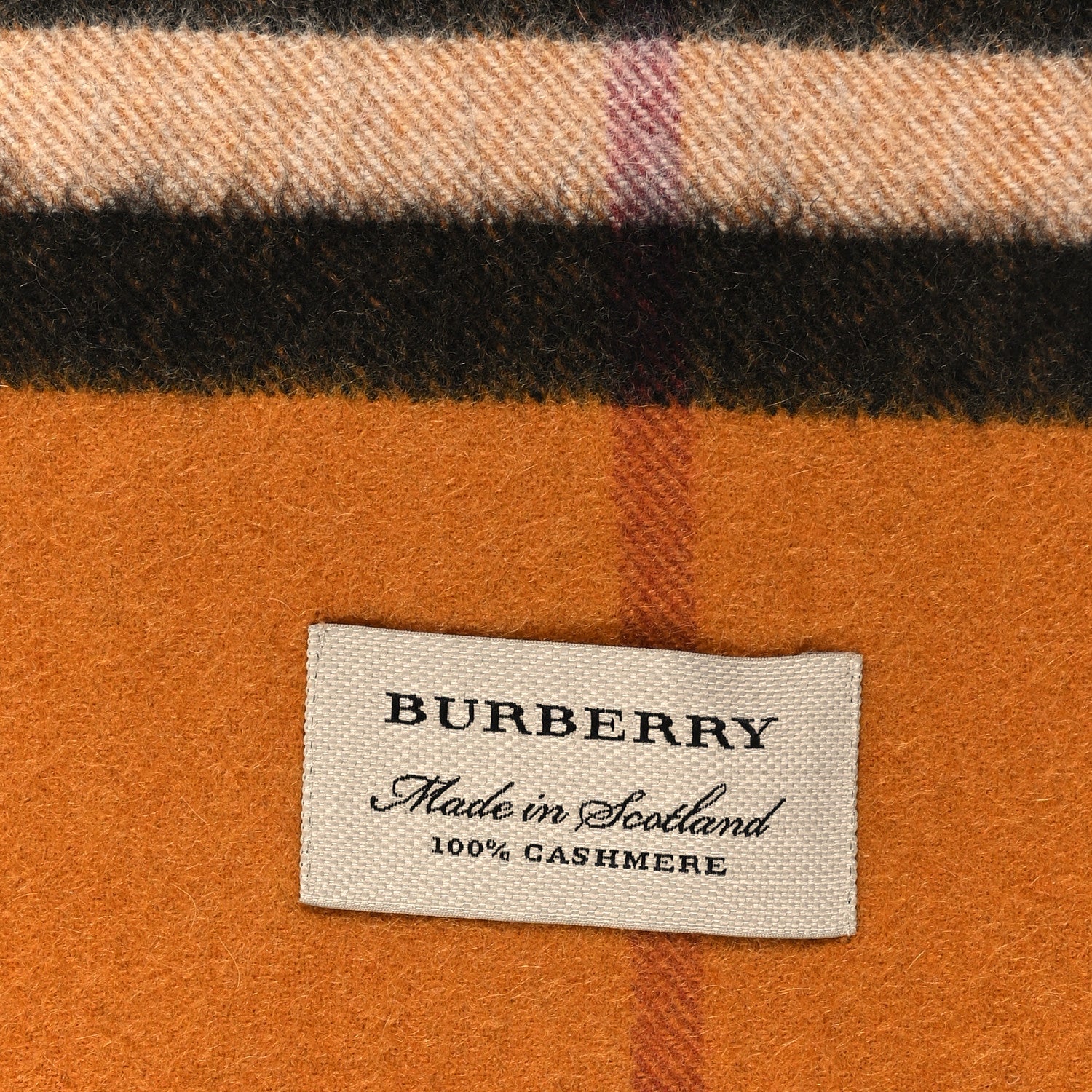 Burberry Cashmere Giant Check Fringe Scarf Amber Yellow 3 of 3