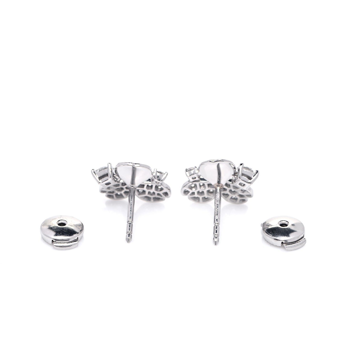 Platinum Diamond Paper Flowers Cluster Earrings