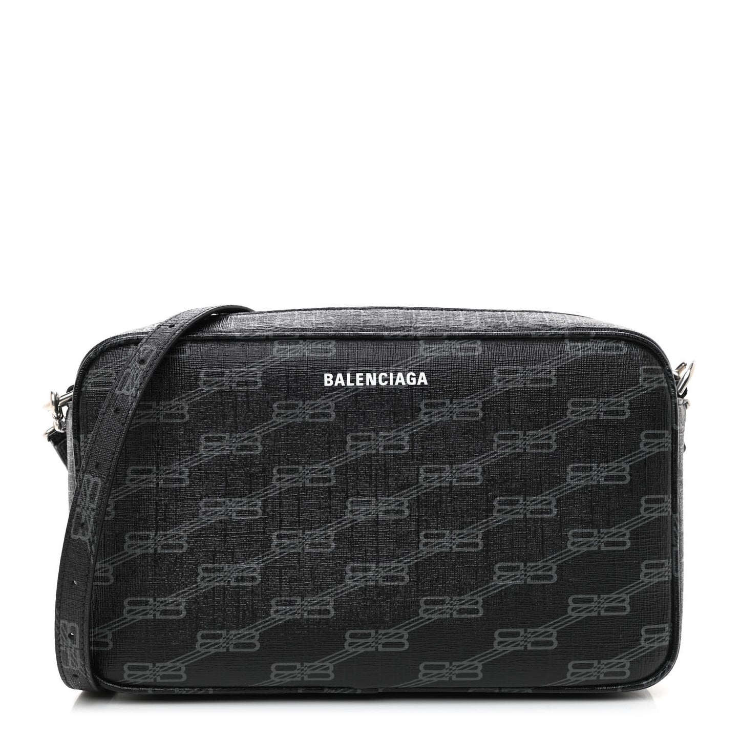 Coated Canvas BB Monogram Medium Signature Camera Bag Black Grey