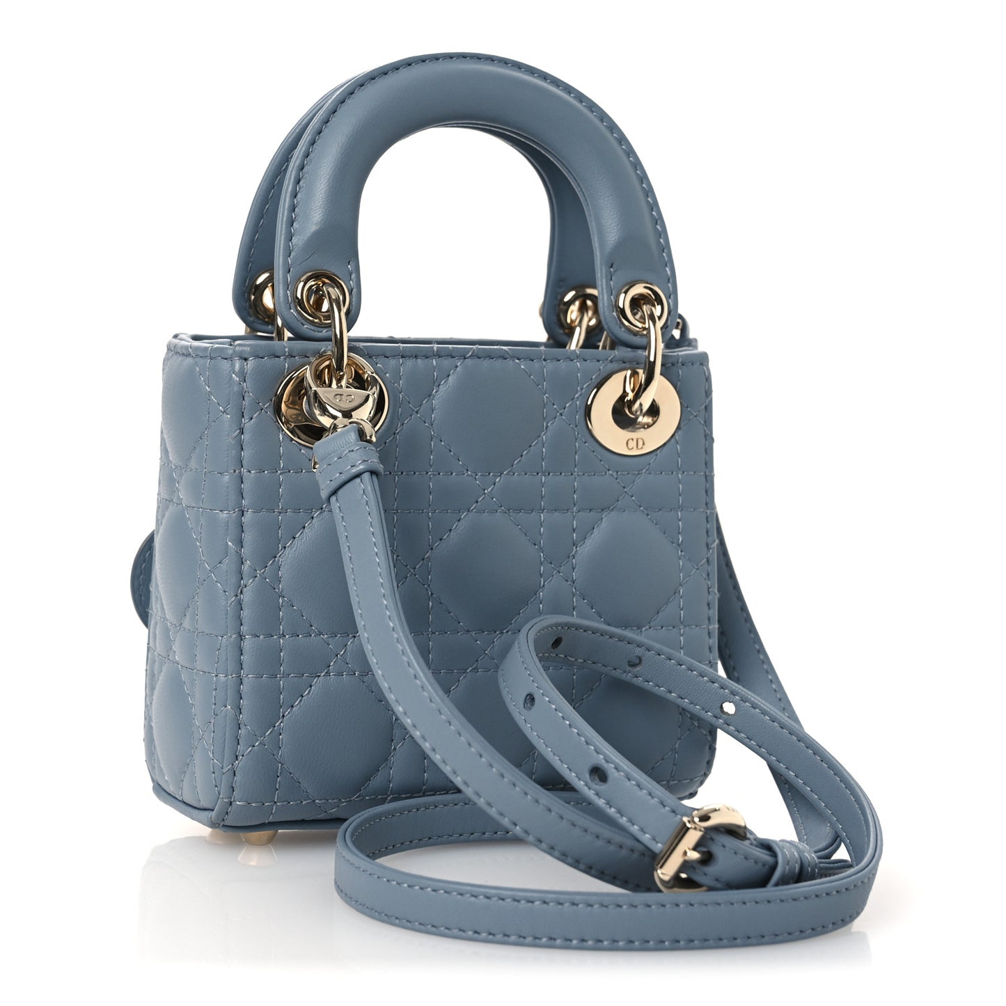 Lambskin Cannage Micro Lady Dior Cloud Blue