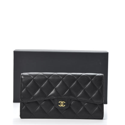 Chanel Lambskin Quilted Large Gusset Flap Wallet Black 10 of 10