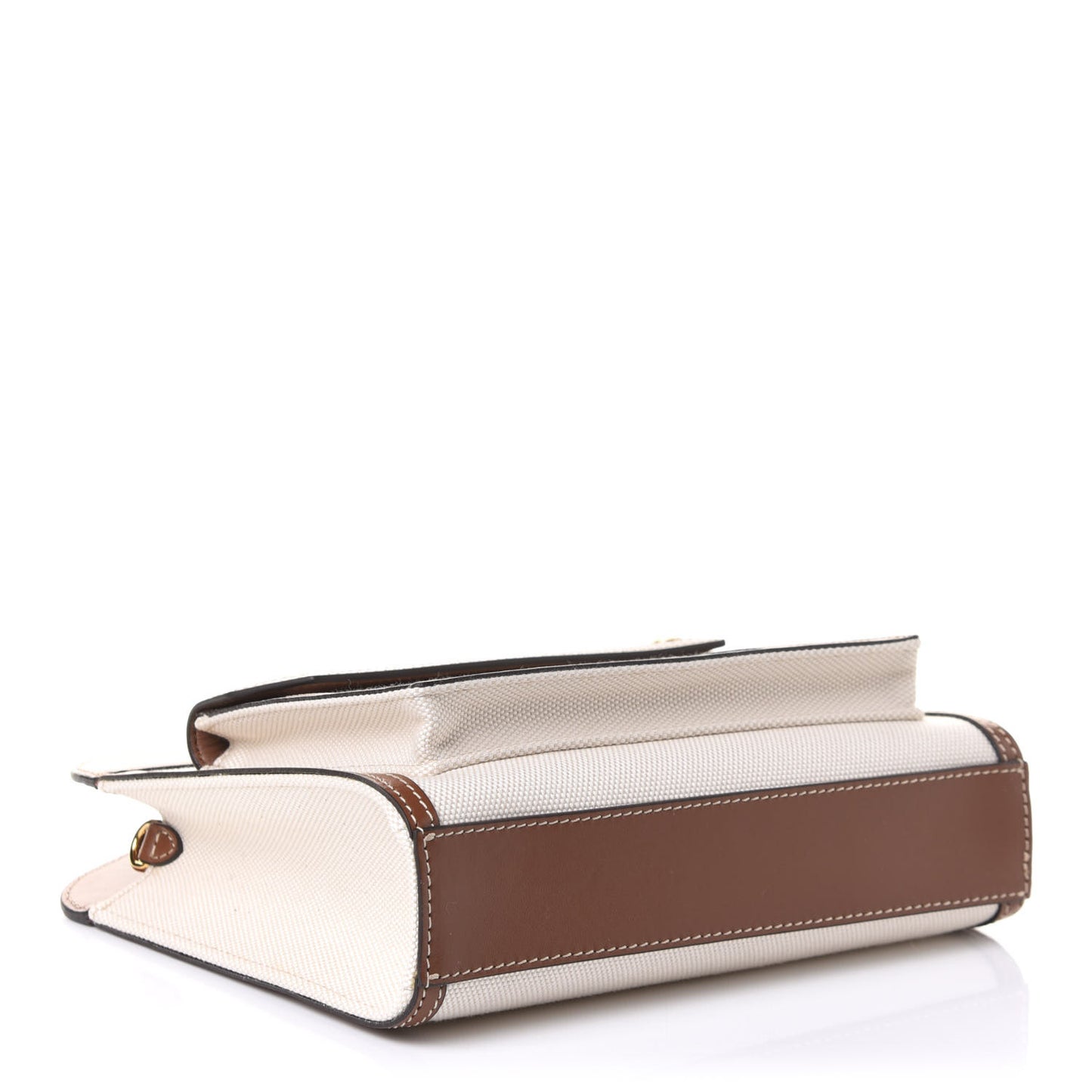 Canvas Smooth Calfskin Two Tone Mini Pocket Bag Natural Malt Brown