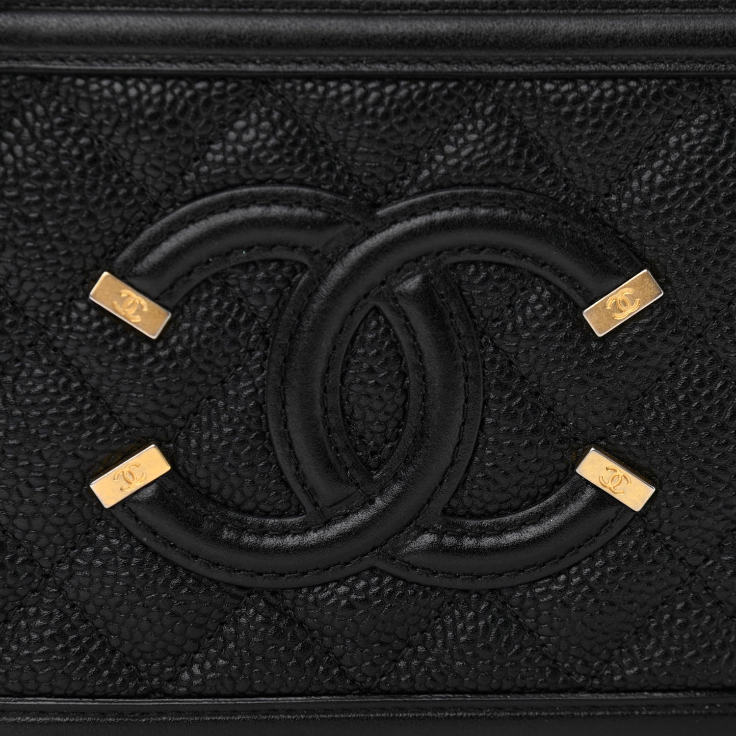 Chanel Caviar Quilted CC Filigree Vanity Clutch With Chain Black 9 of 11