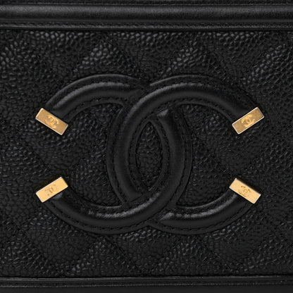 Chanel Caviar Quilted CC Filigree Vanity Clutch With Chain Black 9 of 11