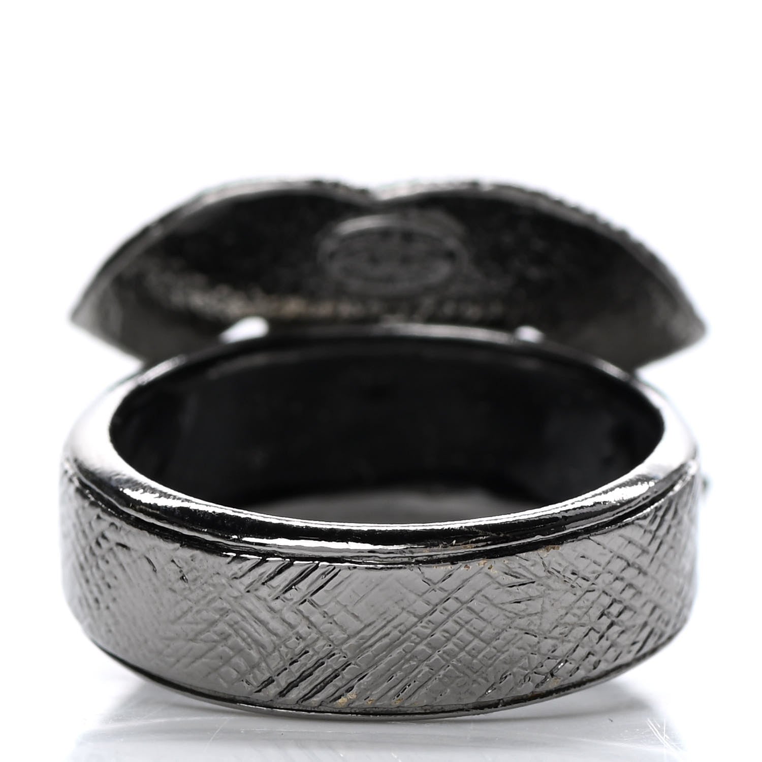 Chanel Crystal CC Ring 6.5 Black 3 of 4