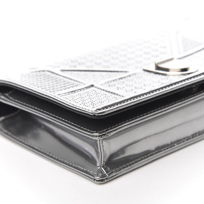 Christian Dior Metallic Patent Micro-Cannage Diorama Wallet on Chain Pouch Silver 6 of 9