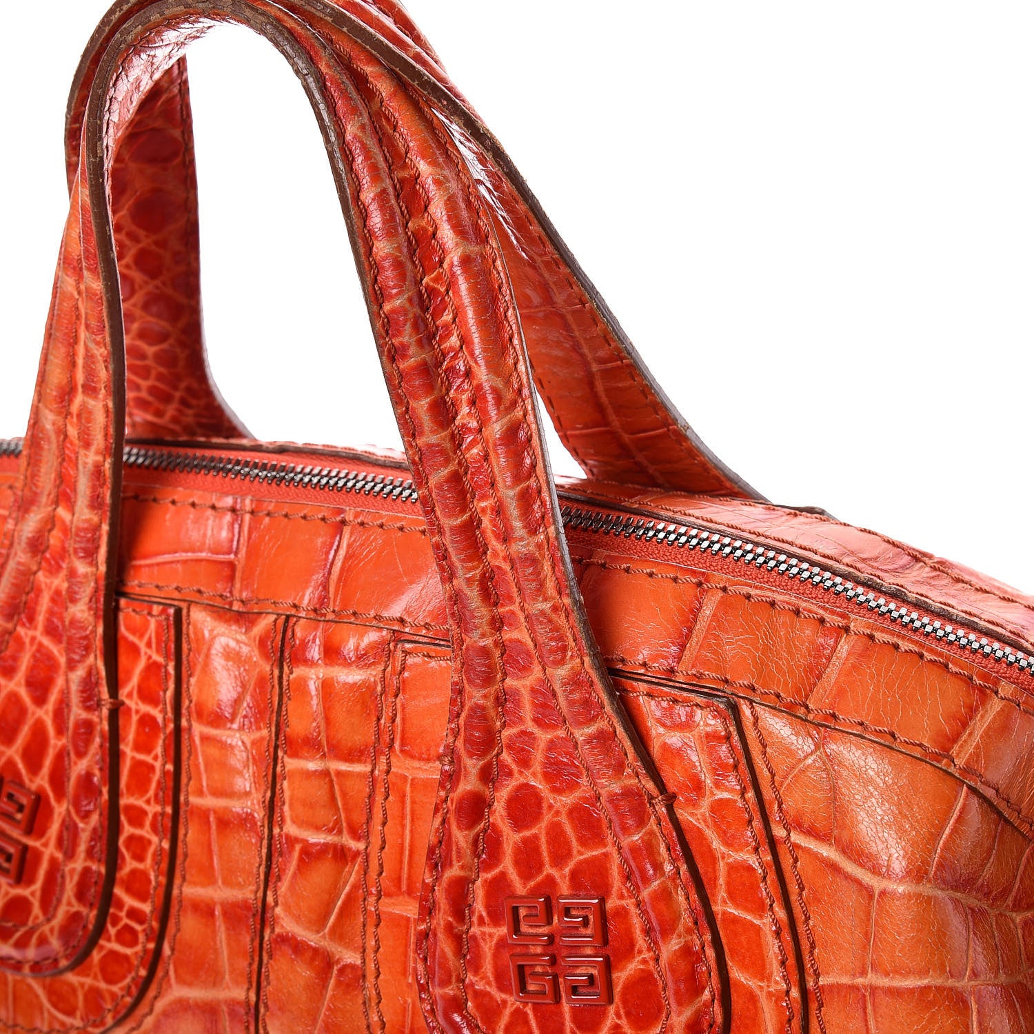 Givenchy Calfskin Crocodile Embossed Medium Nightingale Orange 16 of 22