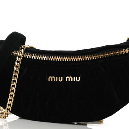 Miu Miu Velvet Matelasse Belt Bag Black 7 of 12