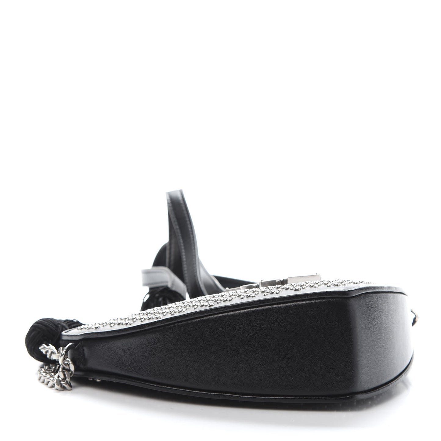 Calfskin Studded Monogram Heart Shoulder Bag Black