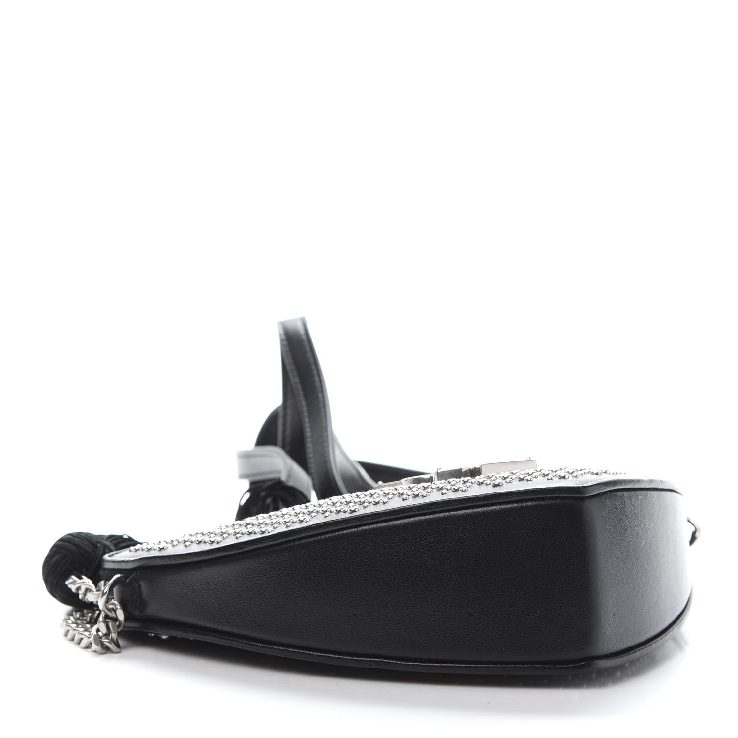 Saint Laurent Calfskin Studded Monogram Heart Shoulder Bag Black 4 of 9