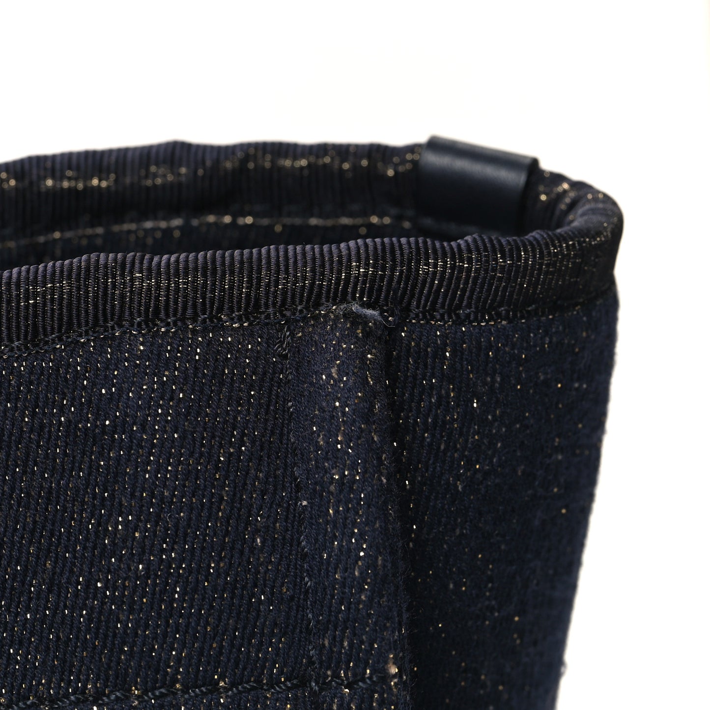 Lurex Canvas Small Deauville Tote Navy Blue Gold
