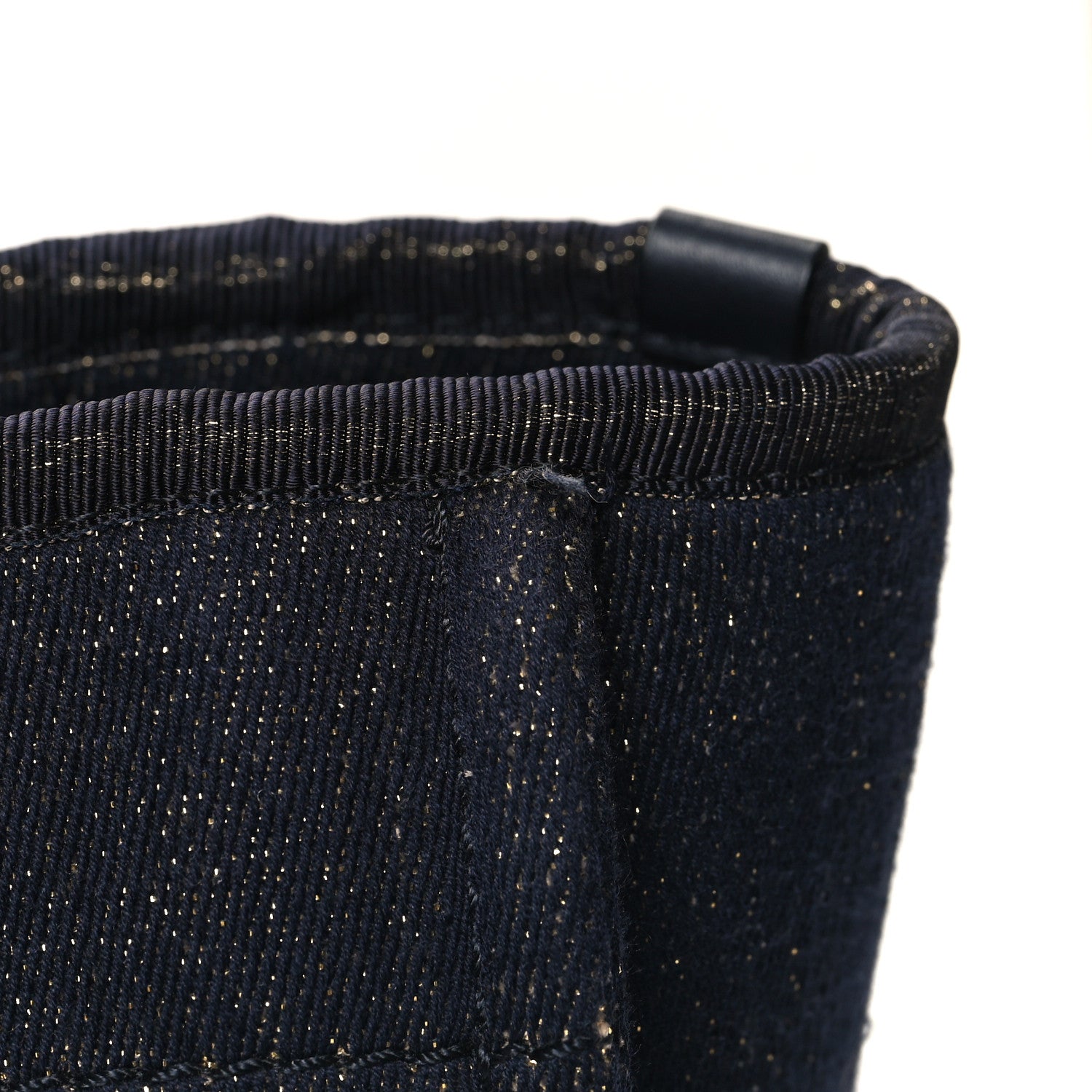 Chanel Lurex Canvas Small Deauville Tote Navy Blue Gold 11 of 12