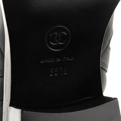 Chanel Calfskin Quilted Patent Cap Toe Boots 35.5 Black 6 of 6