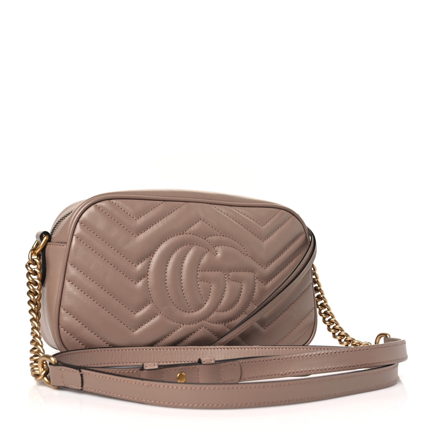 Gucci Calfskin Matelasse Small GG Marmont Chain Shoulder Bag Porcelain Rose 3 of 10