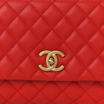 Chanel Caviar Quilted Small Coco Handle Flap Red 8 of 11