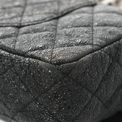Chanel Metallic Crackled Calfskin Quilted East West Flap Navy 11 of 15