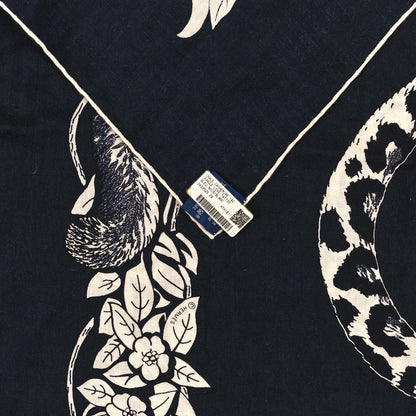 Hermes Cashmere Silk Jungle Love Tattoo Shawl 140 Bleu Black White 3 of 3