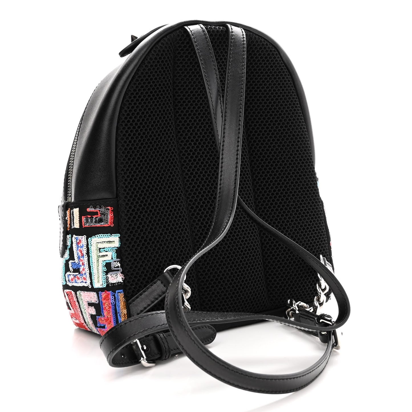 Nylon Vitello Liberty Sequin Fun Fair Embroidered Mini Backpack Black Multicolor
