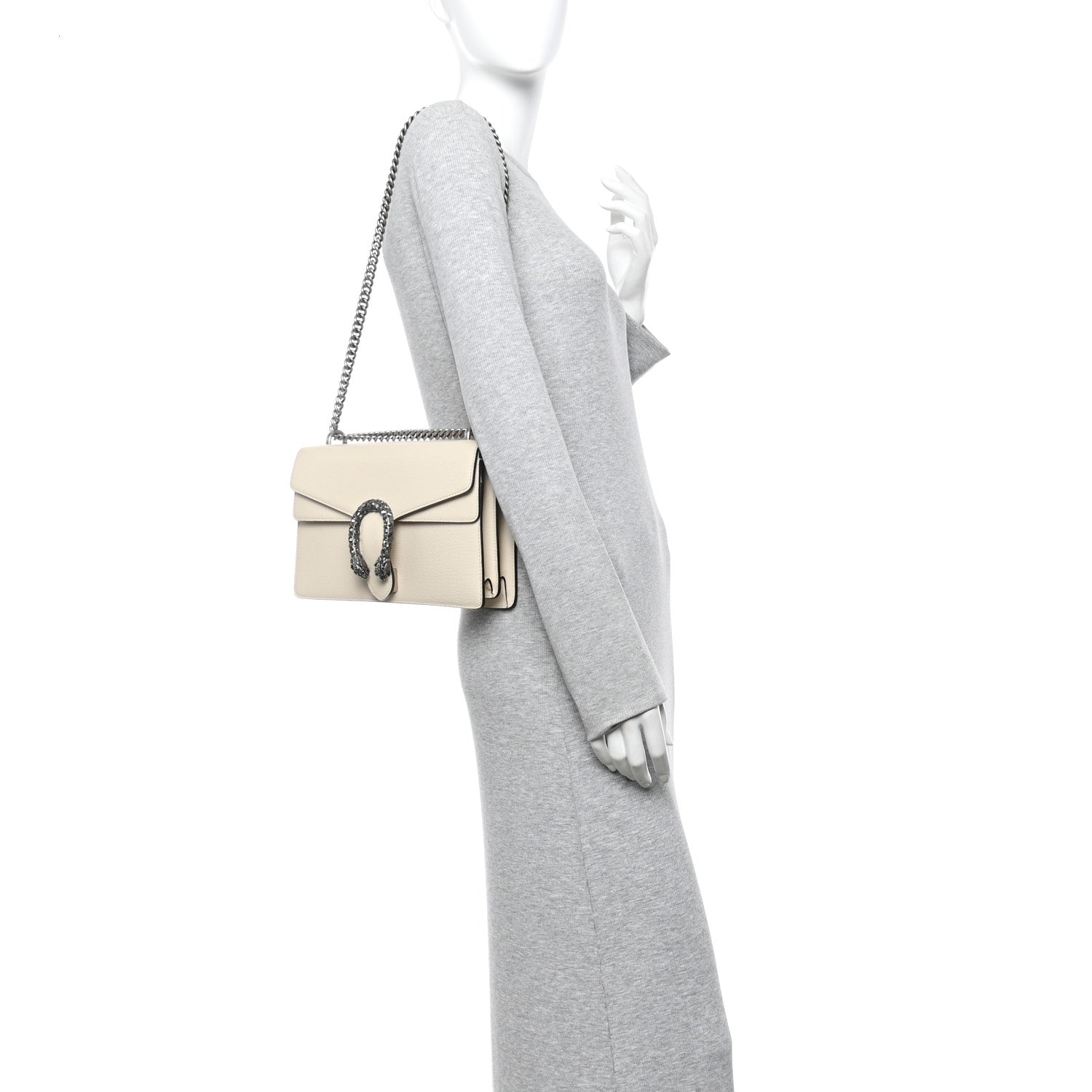 Gucci Textured Calfskin Crystal Small Dionysus Shoulder Bag Mystic White 2 of 10