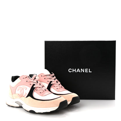 Chanel Nylon Lambskin Suede Calfskin CC Sneakers 40 Pink White Black 10 of 10