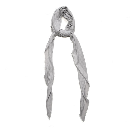 Gucci Modal Wool Monogram Fringe Scarf Grey 1 of 4