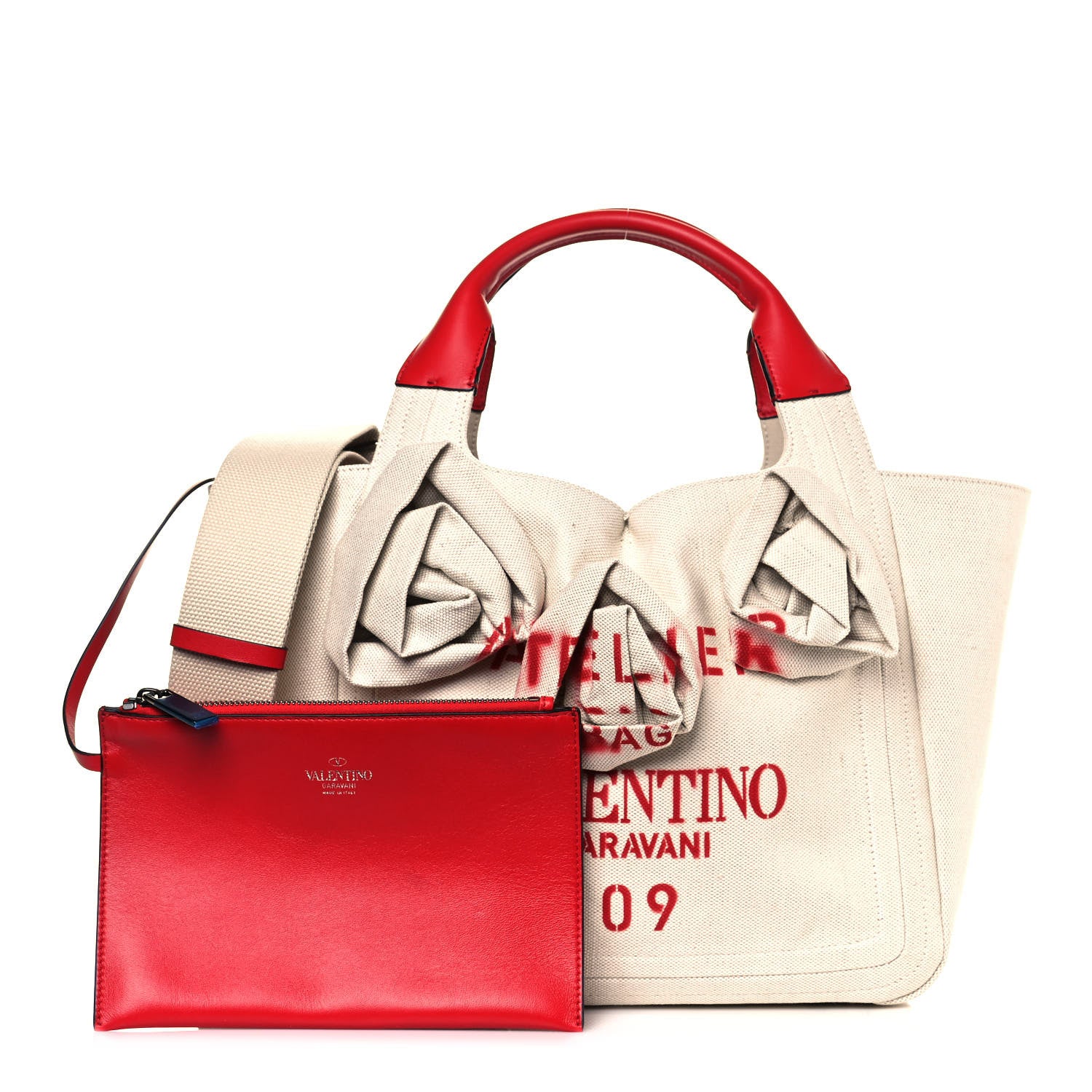 Valentino Garavani Canvas Large Atelier 09 Rose Blossom Edition Tote Bag Naturale 1 of 12