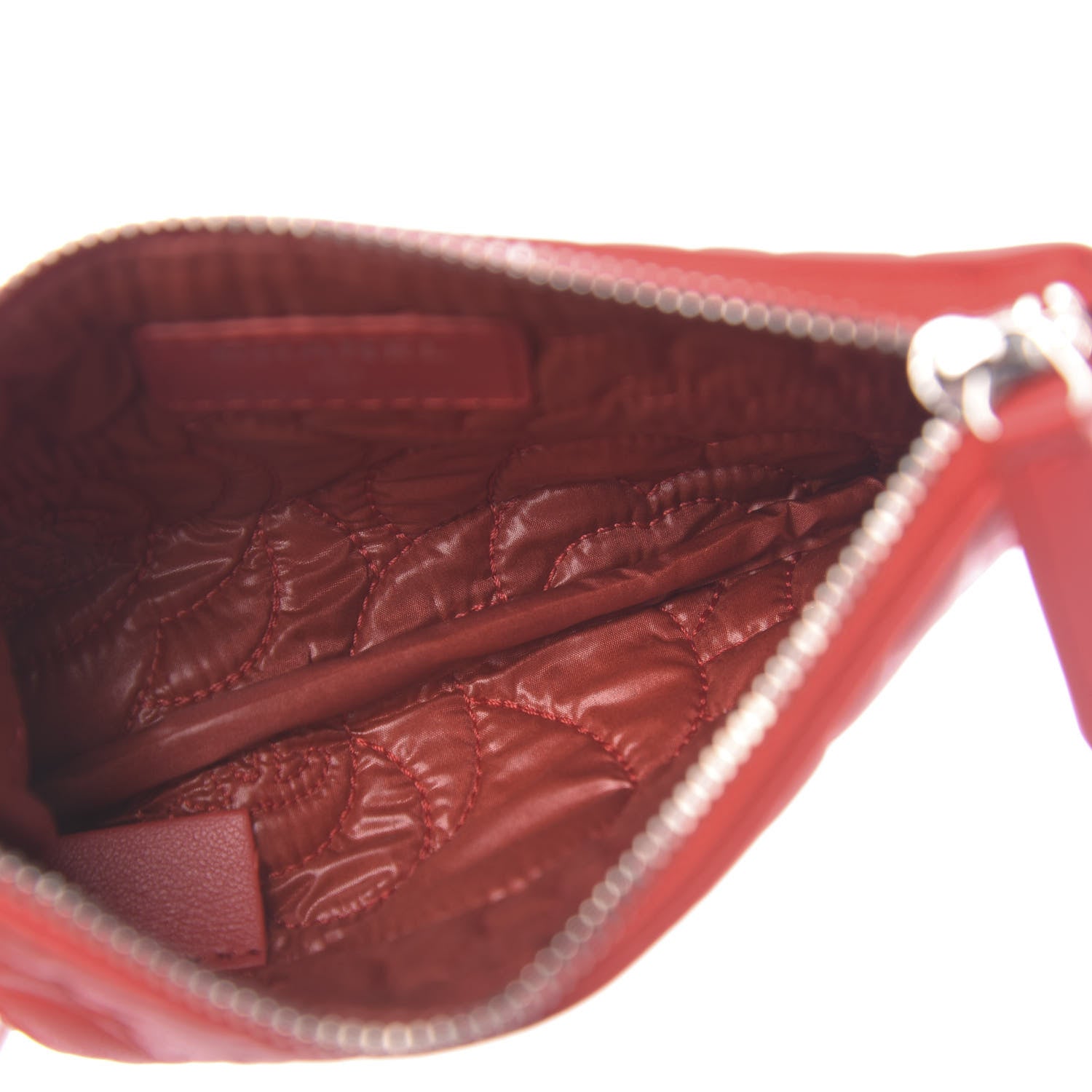 Chanel Goatskin Camellia Embossed Cosmetic Pouch Red 5 of 7