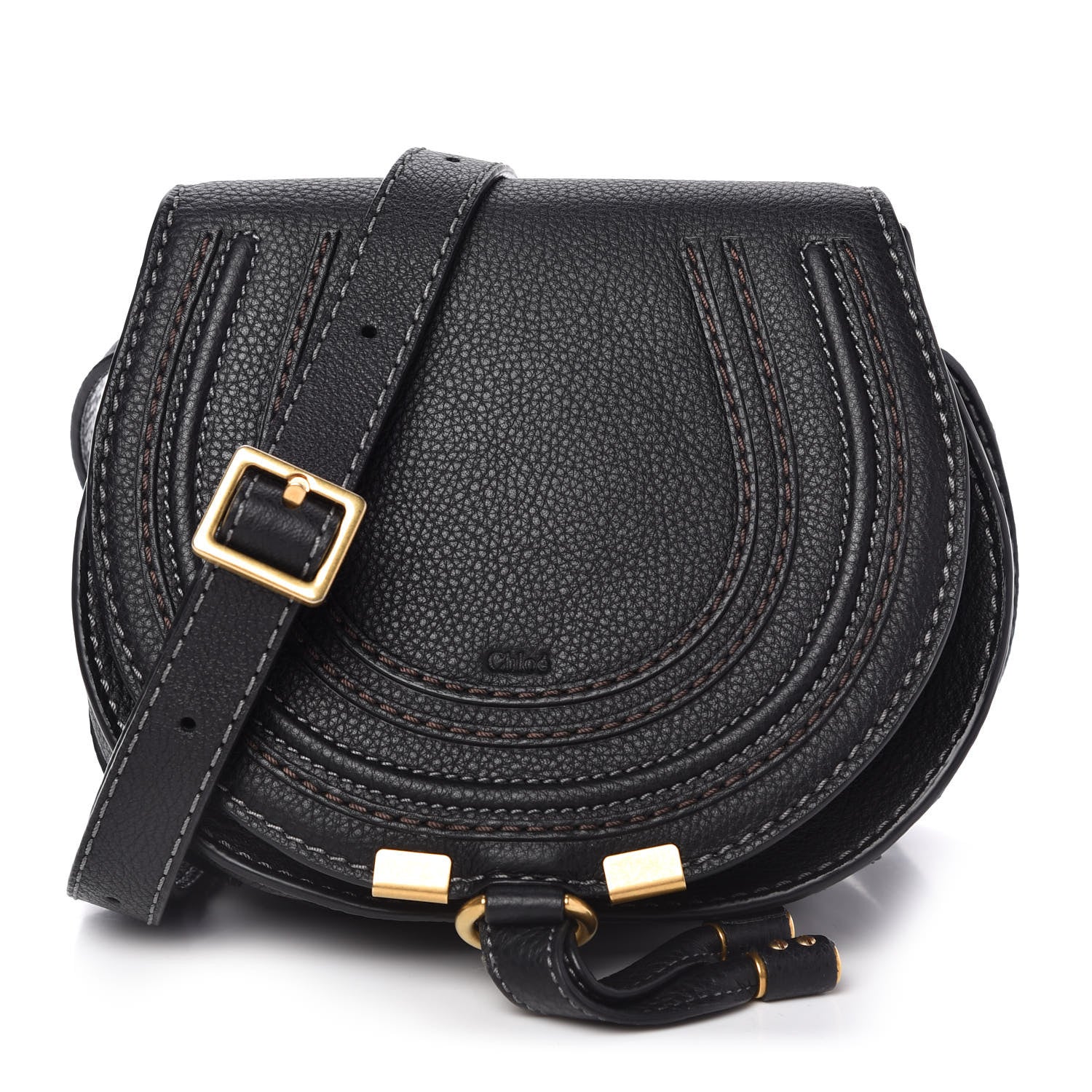 Chloe Calfskin Mini Marcie Round Crossbody Bag Black 1 of 8