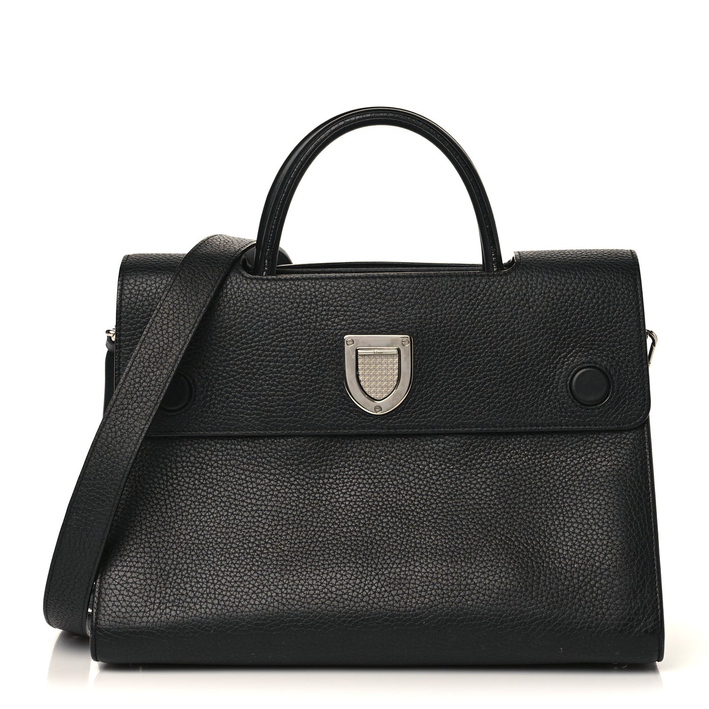 Grained Calfskin Medium Diorever Flap Black
