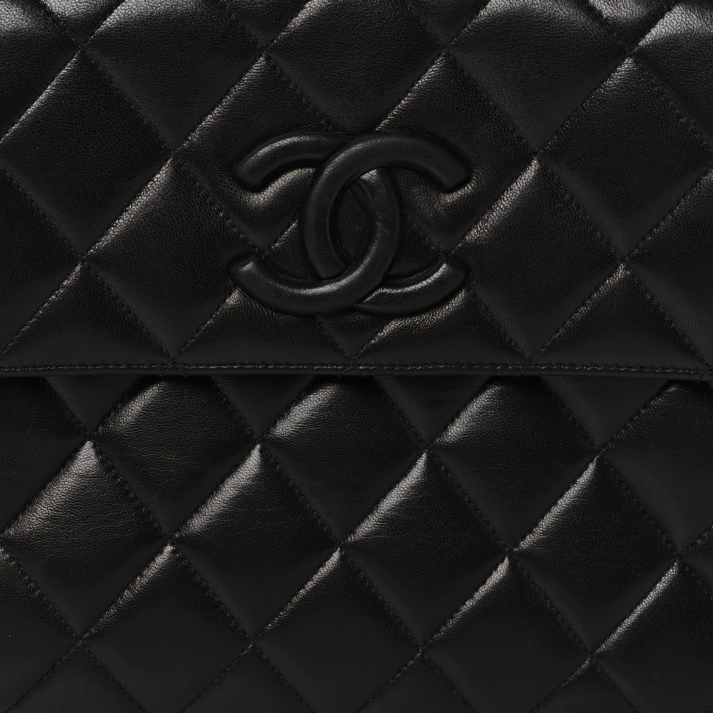Lambskin Quilted CC Single Flap Shoulder Bag Black
