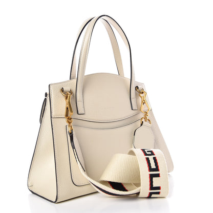 Gucci Grained Calfskin Web Stripe Butterfly Medium Totem Top Handle Bag White 3 of 11