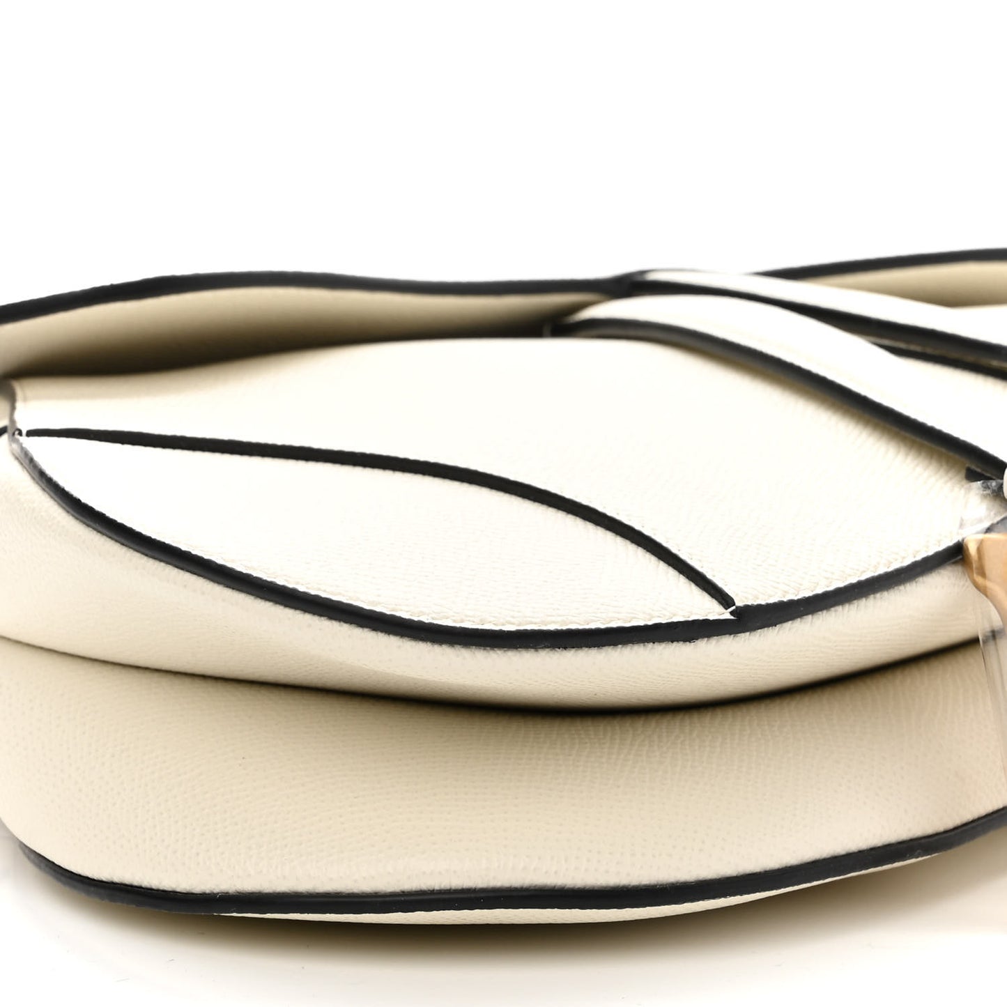 Grained Calfskin Saddle Bag With Strap Latte