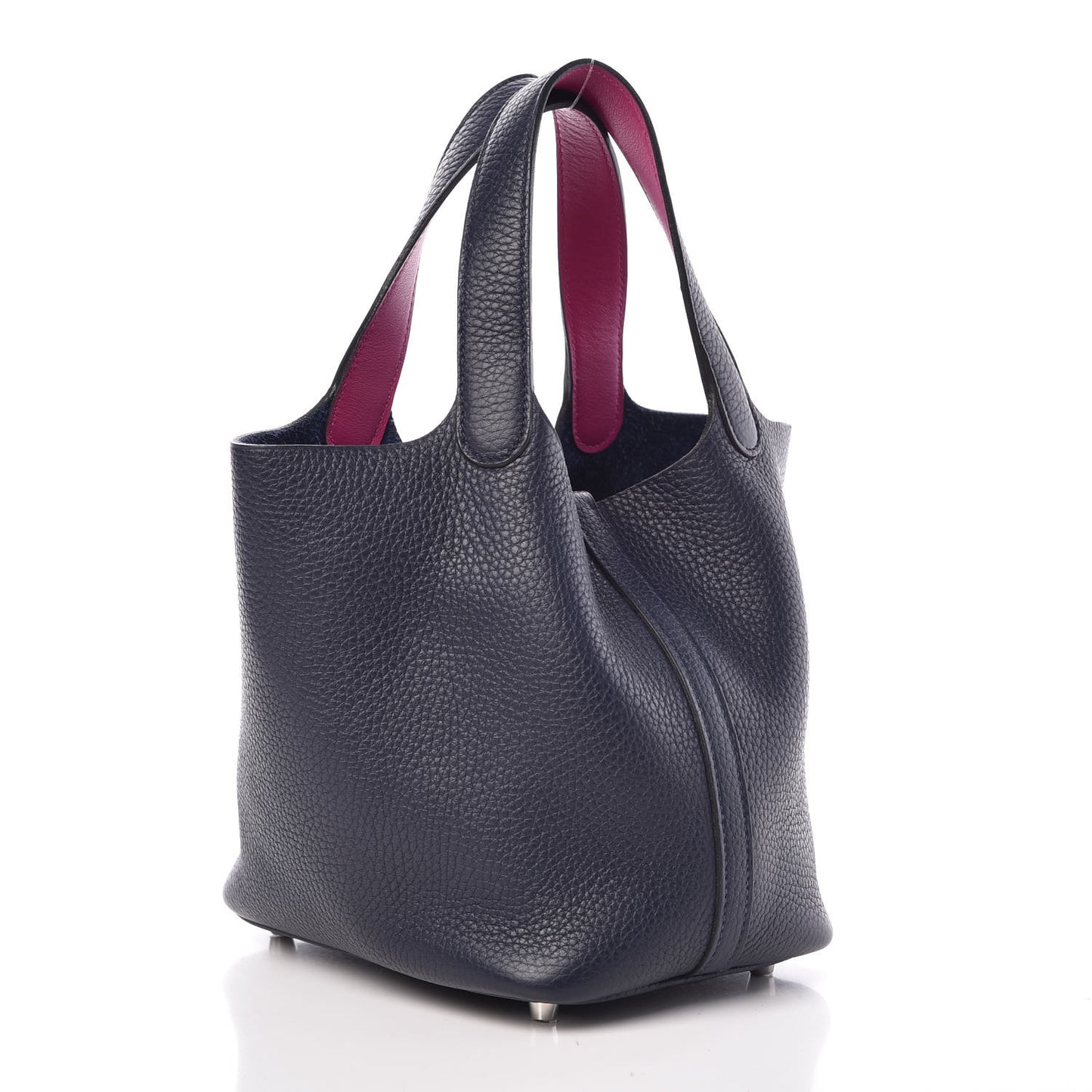 Taurillon Clemence Picotin Lock 18 PM Bleu Nuit Rose Pourpre