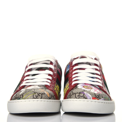Gucci GG Supreme Monogram Flora Web Womens Ace Sneakers 35 Beige Multicolor Rosso 2 of 8