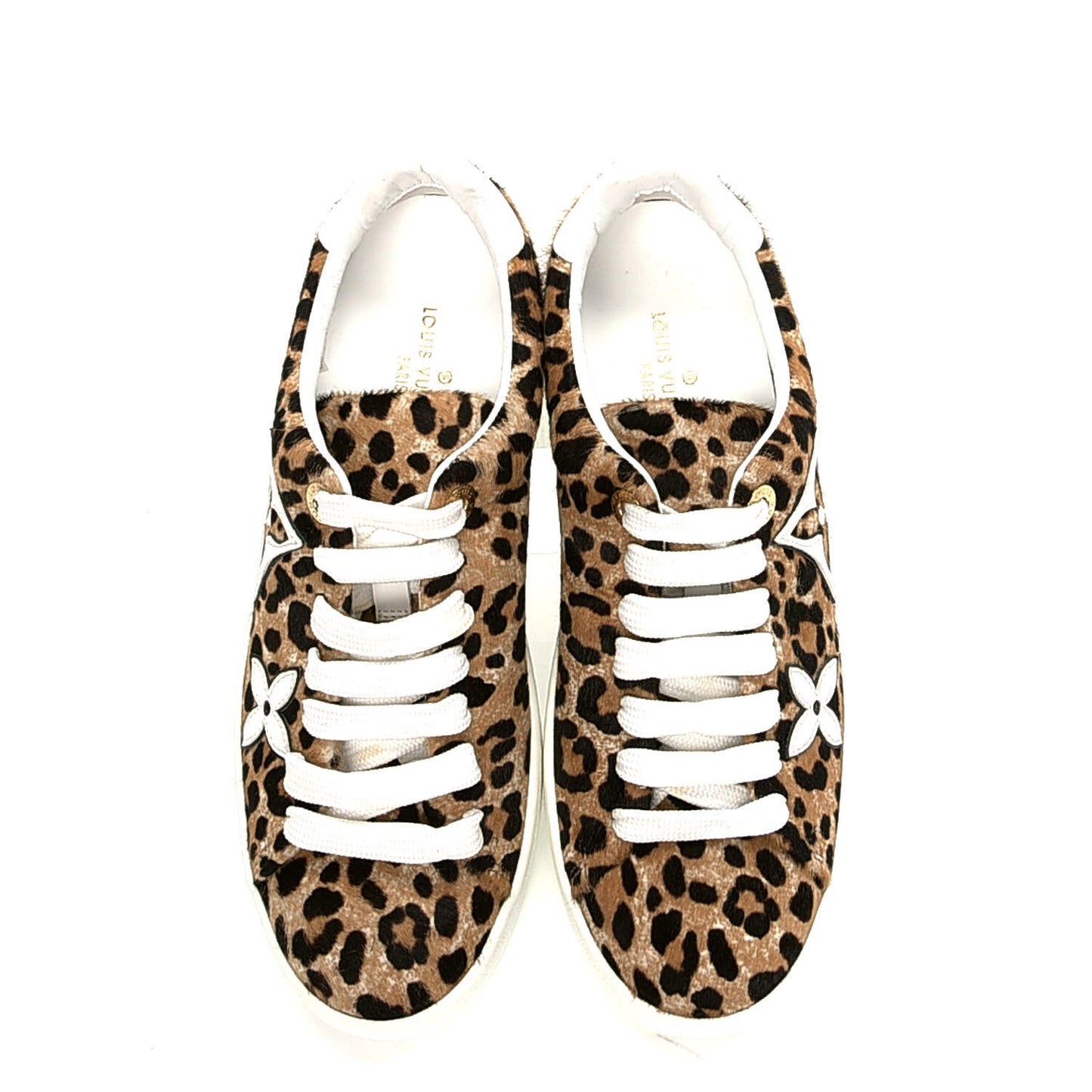 Calfskin Pony Hair Leopard Monogram Frontrow Sneakers 35.5