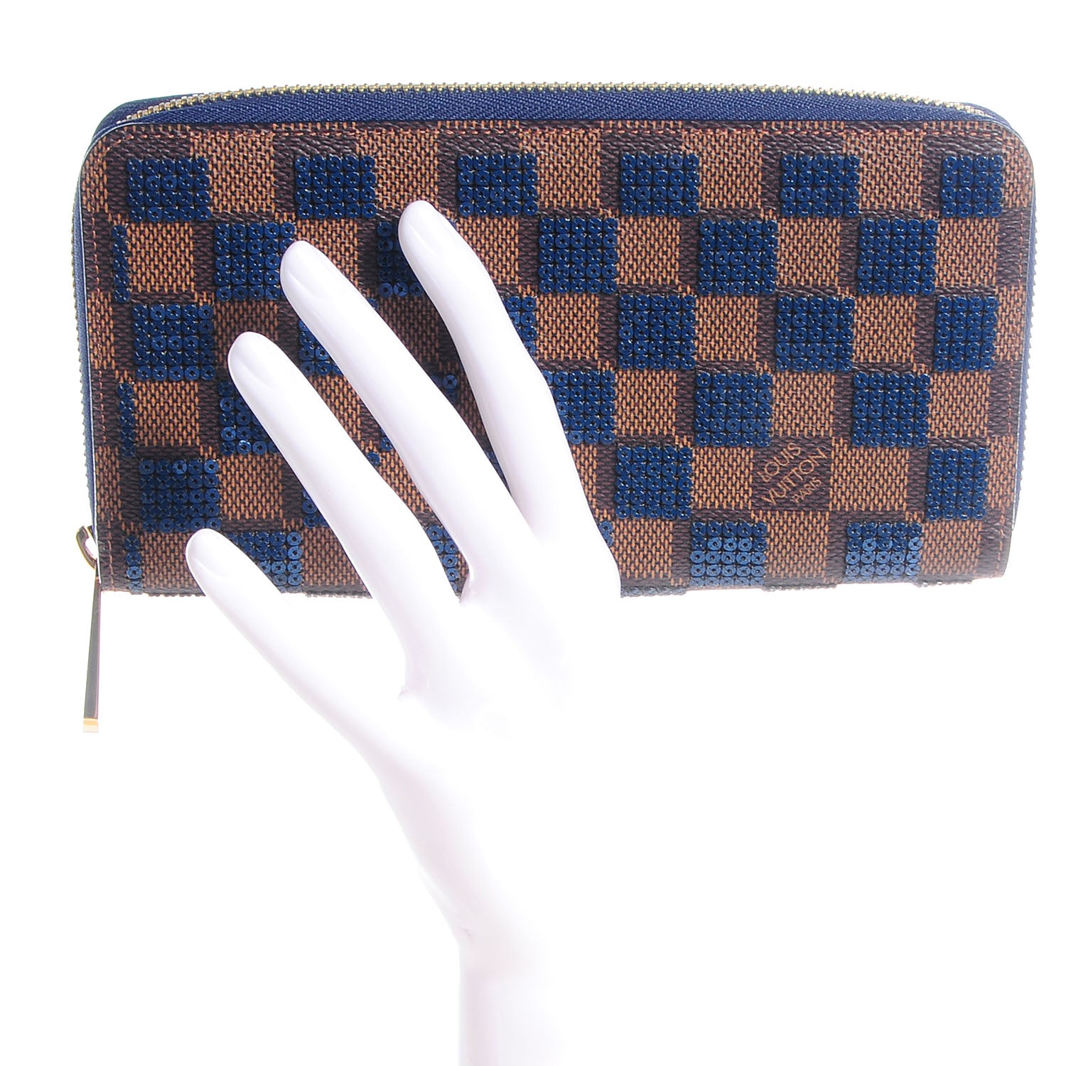 Louis Vuitton Damier Paillettes Zippy Wallet Blue 2 of 7