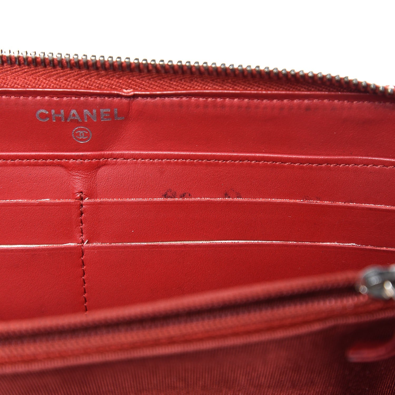 Chanel Caviar Quilted Large Gusset Zip Around Wallet Red 11 of 14