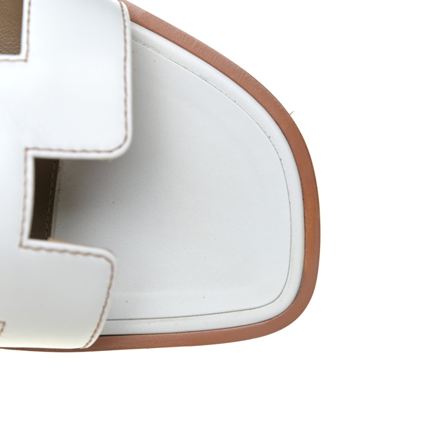 Hermes Box Calfskin Oran Sandals 38 White 12 of 14
