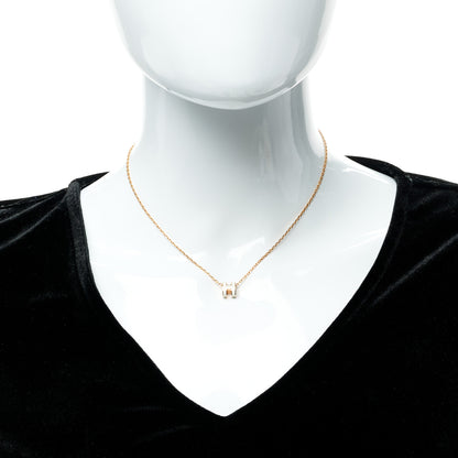 Hermes Lacquered Gold Mini Pop H Pendant Necklace White 3 of 6