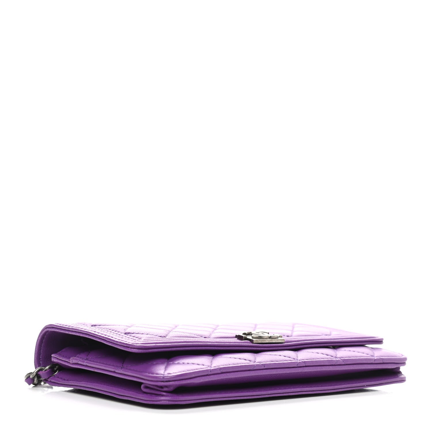 Chanel Lambskin Quilted Boy Wallet On Chain WOC Purple 3 of 10
