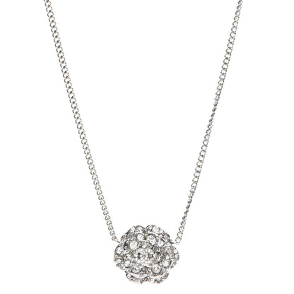 Chanel Swarovski Crystal Camellia CC Necklace Silver 1 of 5