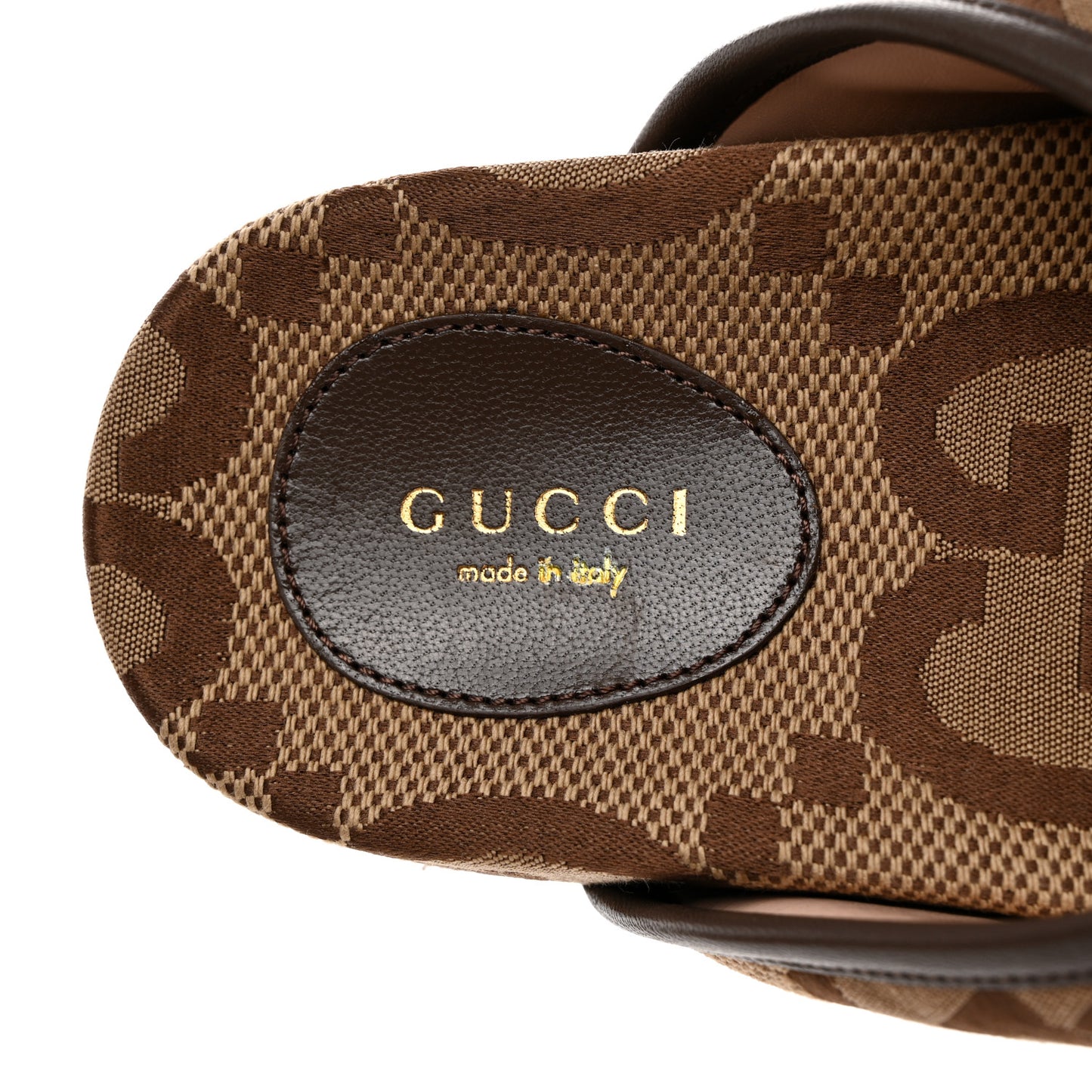Monogram Jumbo GG Nappa Samoa Platform 40mm Slide Sandals 38 Camel Ebony New Acero