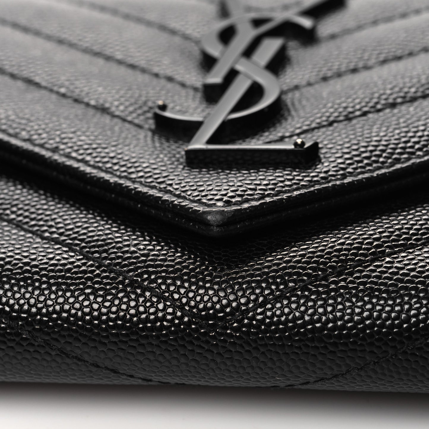 Grain De Poudre Matelasse Chevron Monogram Flap Wallet Black