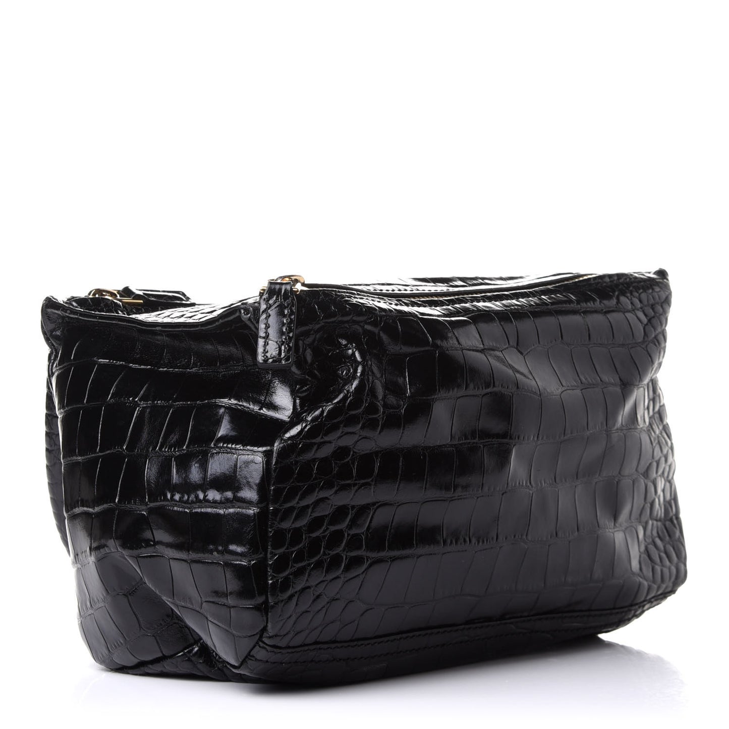 Calfskin Crocodile Embossed Small Pandora Black