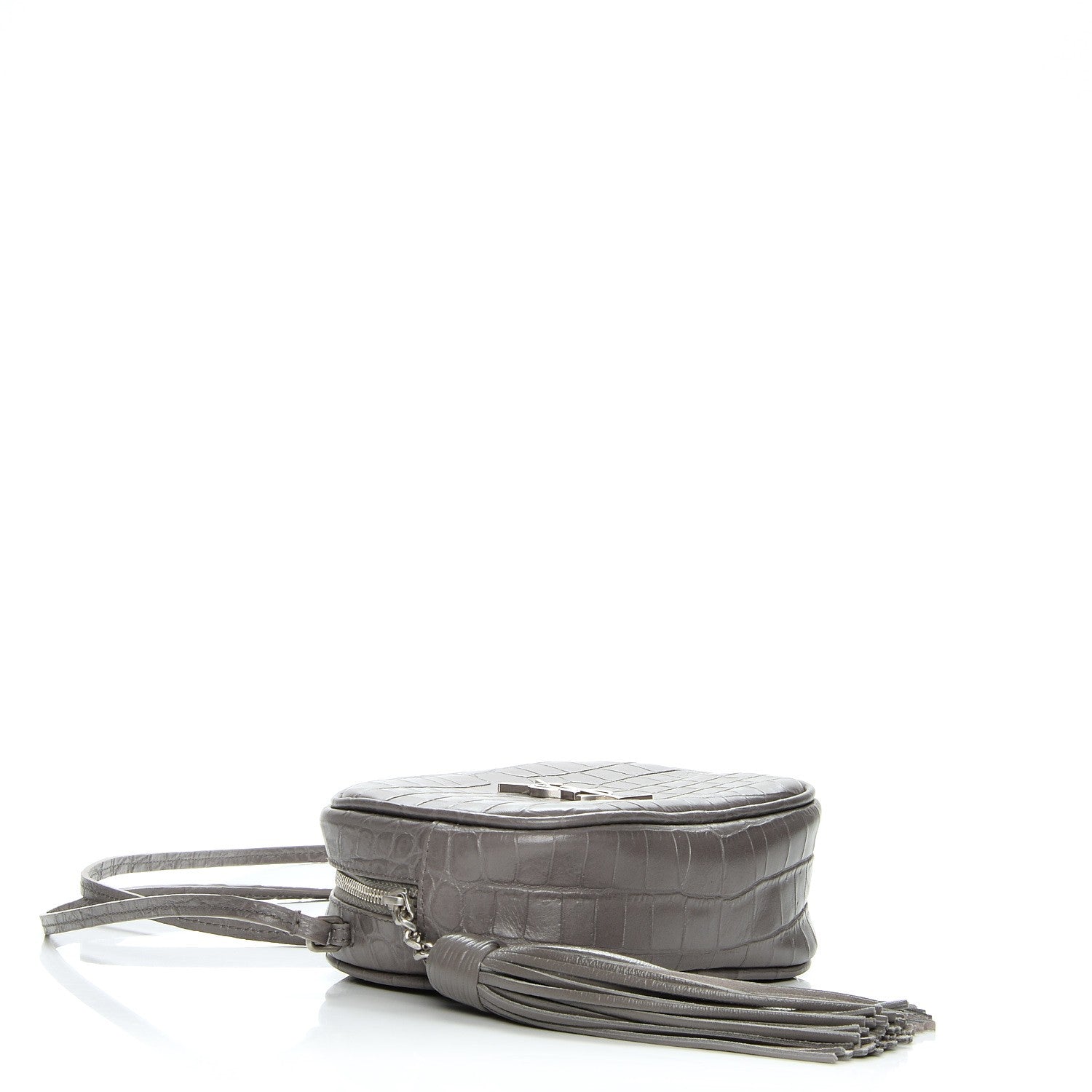 Saint Laurent Calfskin Crocodile Embossed Monogram Blogger Bag Fog 4 of 7