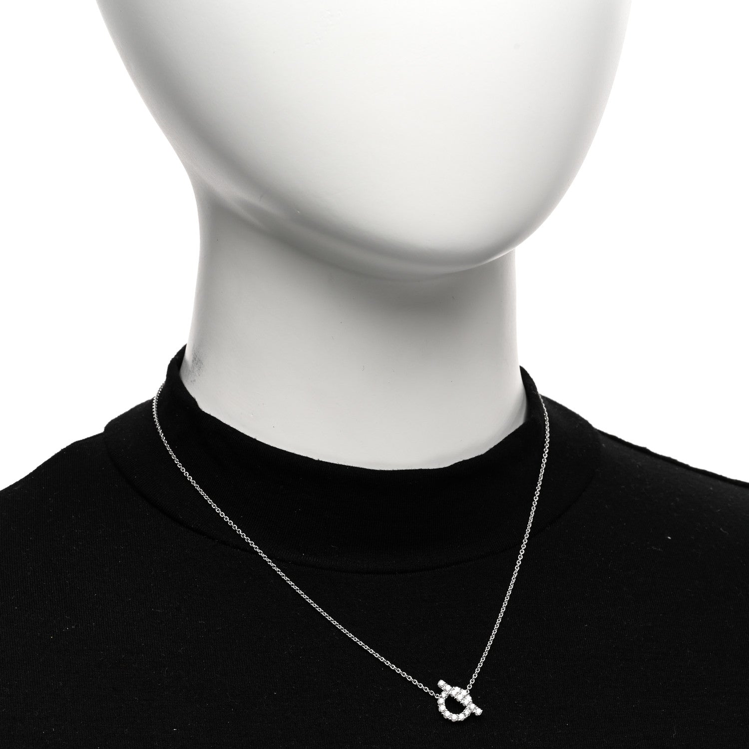 Hermes 18K White Gold Diamond Finesse Pendant Necklace 2 of 6