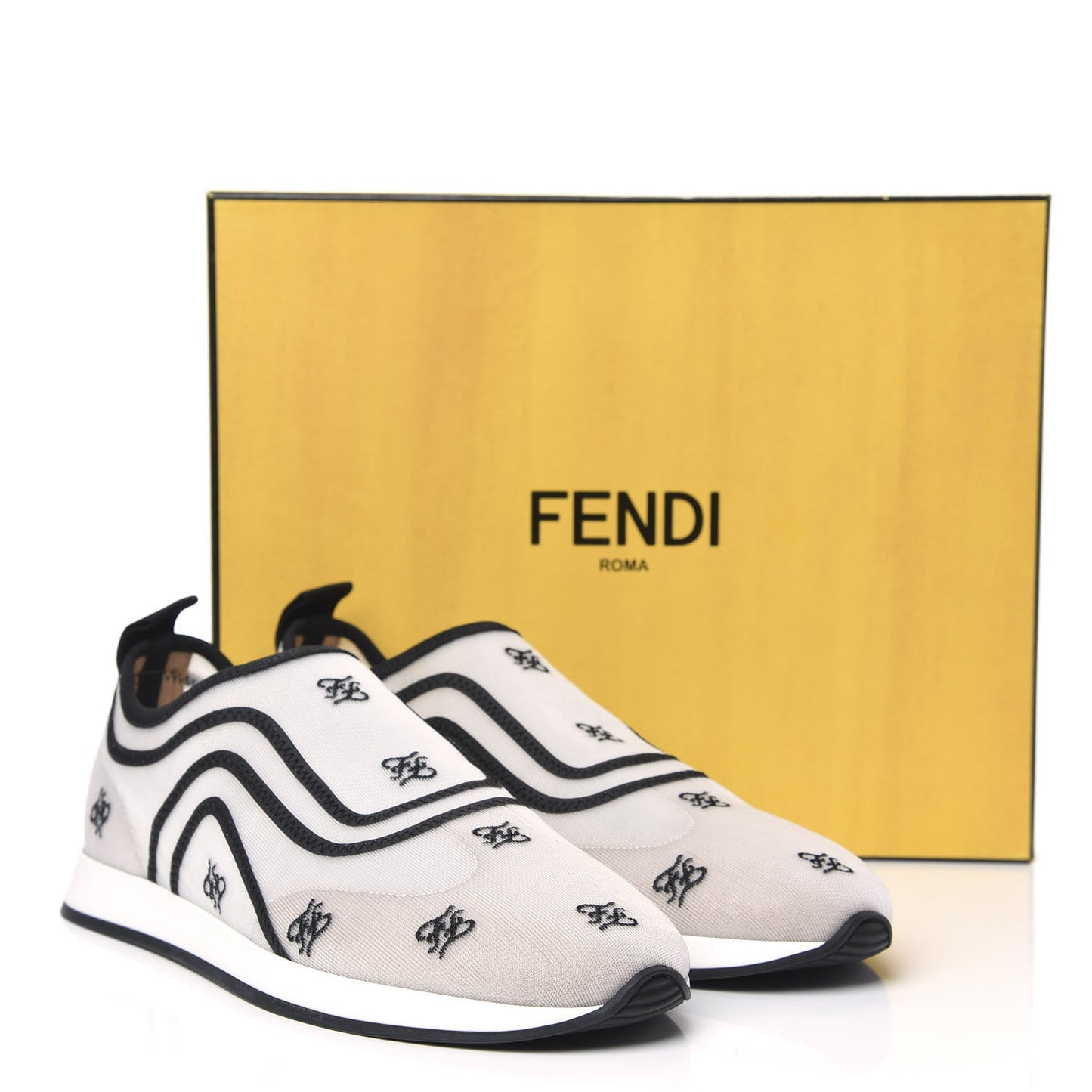 Mesh FF Karligraphy Slip On Sneakers 39 White