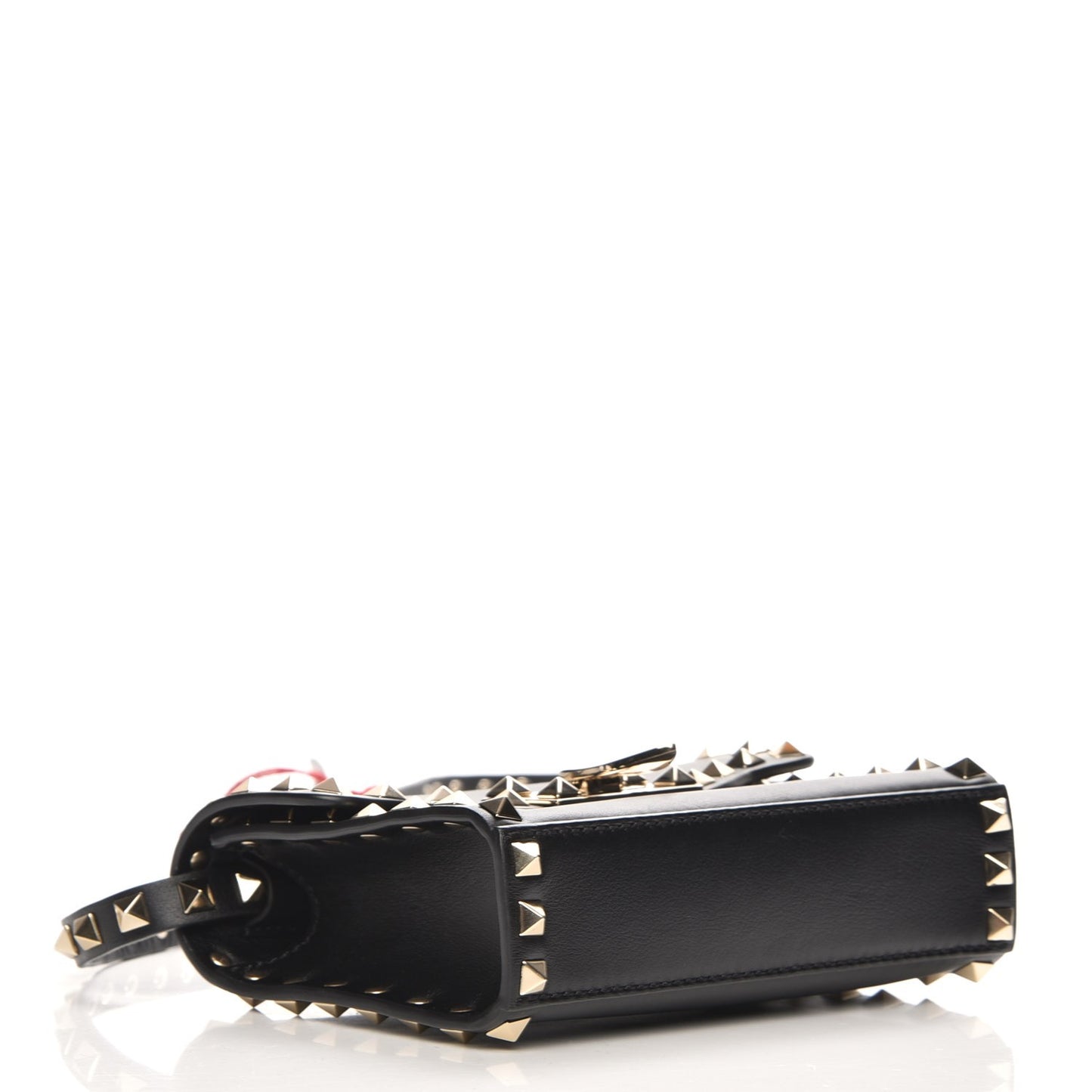 Vitello Mini Rockstud Flip Lock Crossbody Bag Black