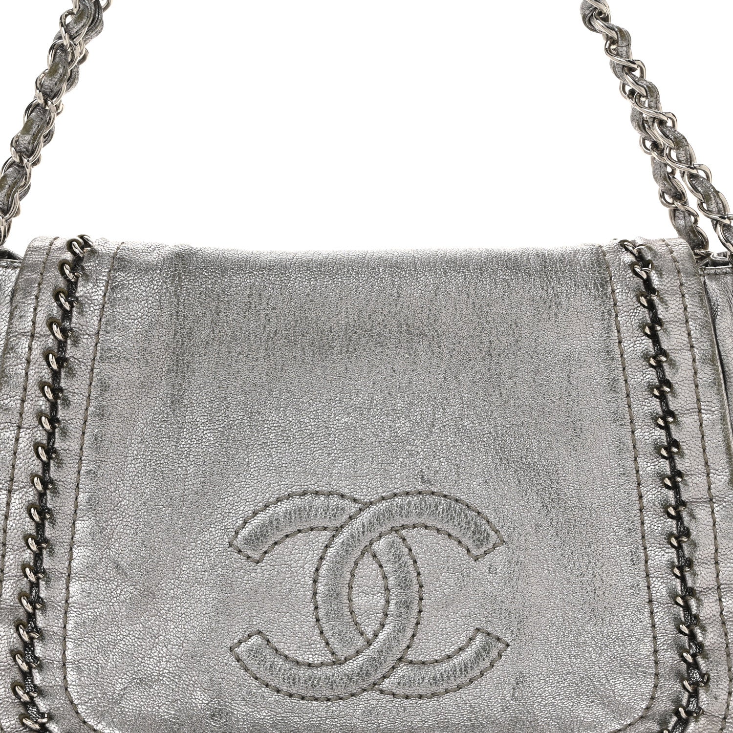 Chanel Metallic Deerskin Luxe Ligne Flap  Silver 8 of 16