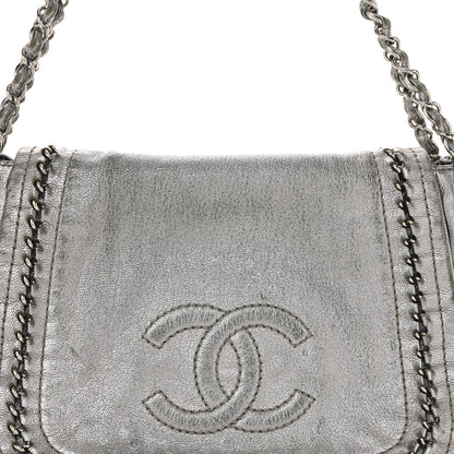 Chanel Metallic Deerskin Luxe Ligne Flap  Silver 8 of 16